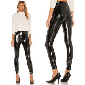 SPANX Legging Black Faux Patent Leather Liquid Gloss Vegan Pant 20301Q Shapewear